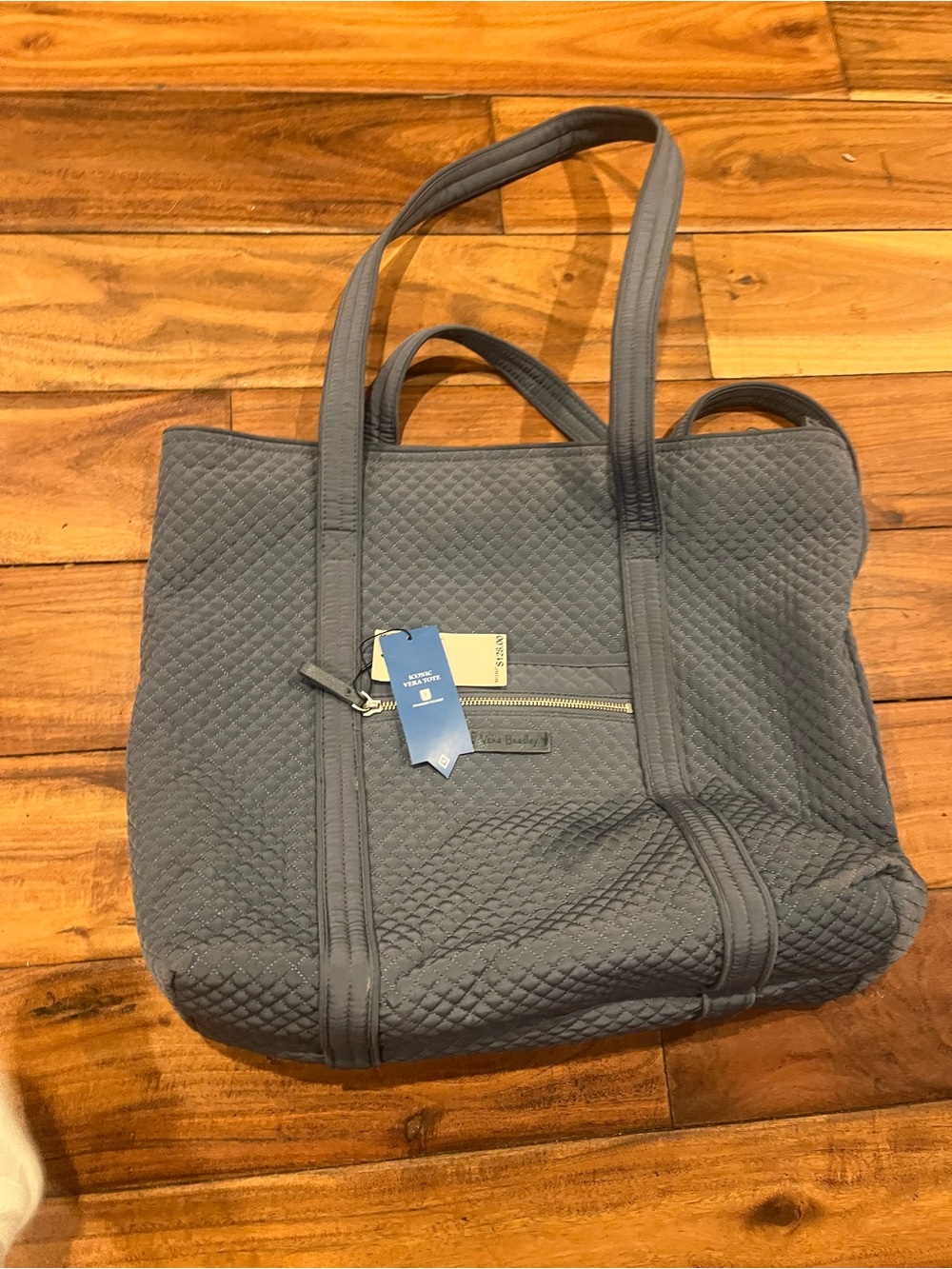 Quilted Blue-Gray Vera Bradley Tote Bag - Women's Everyday Carry